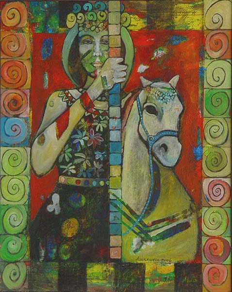 Angelica Keereweer-Carrousel prins-acrylverf en houtskool op doek-98x79cm